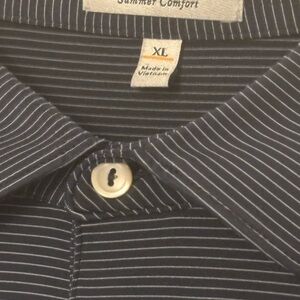 Men's Peter Millar Navy Striped Golf Shirt XL
